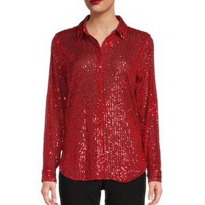 Calvin Klein Sequin Boyfriend Blouse (NWT)